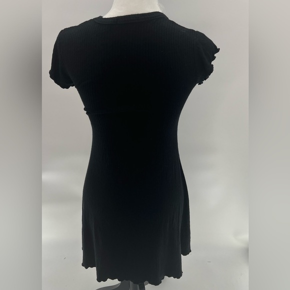Urban Outfitters BDG Black Ribbed Knit Skater Dress with Ruffled Sleeves Size S - Picture 7 of 7